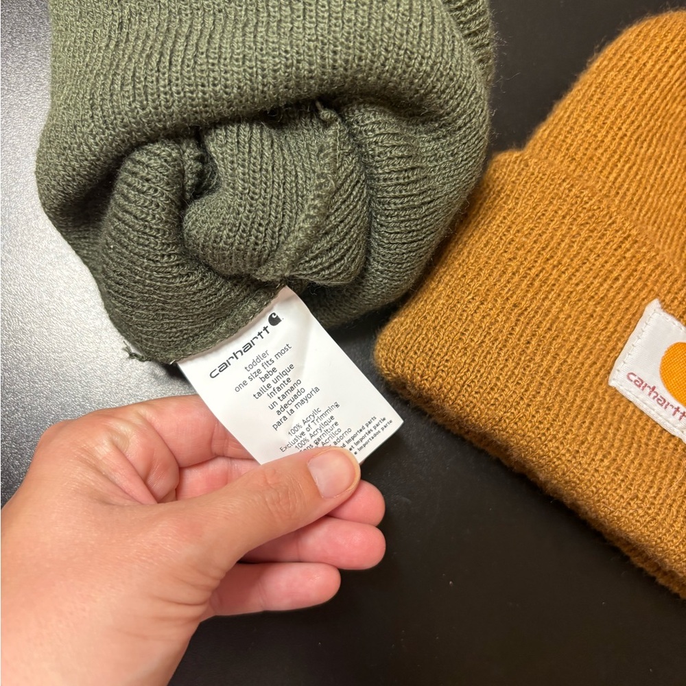 Carhartt Toddler Acrylic Beanie Set - Olive Green and Carhartt Brown - Picture 2 of 2